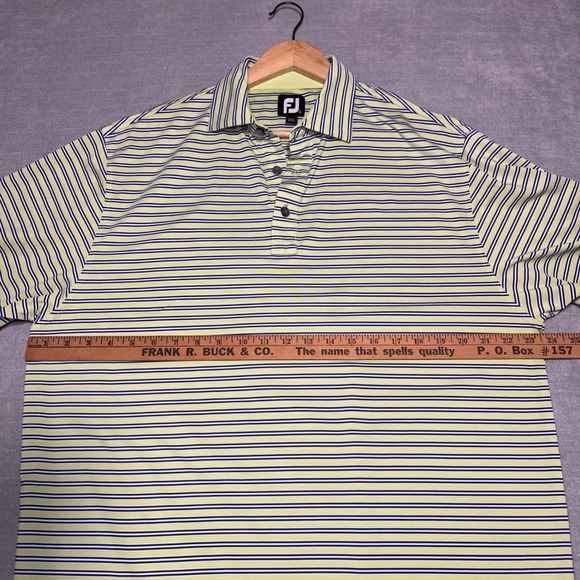 Footjoy FJ ProDry Pinstripe Golf Polo Shirt Men L Green Blue Short Sleeve Sport - Picture 5 of 8